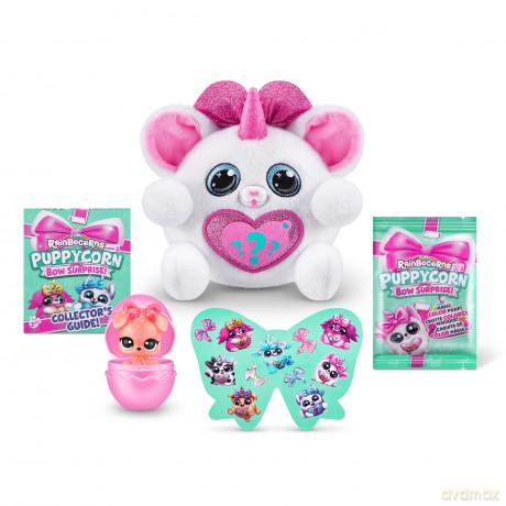 Rainbocorns Puppycorn Bow Surprise, Puppycorn Series 3, Pinky the Chihuahua - Collectible Plush - 5 Layers of Surprises, Peel and Reveal Heart, Stickers, Slime, Ages 3+ (Chihuahua)