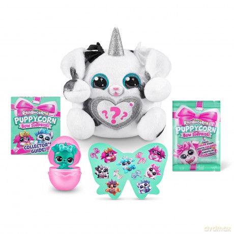 Rainbocorns Puppycorn Bow Surprise, Puppycorn Series 3, Zedd the Dalmatian - Collectible Plush - 5 Layers of Surprises, Peel and Reveal Heart, Stickers, Slime, Ages 3+ (Dalmatian)