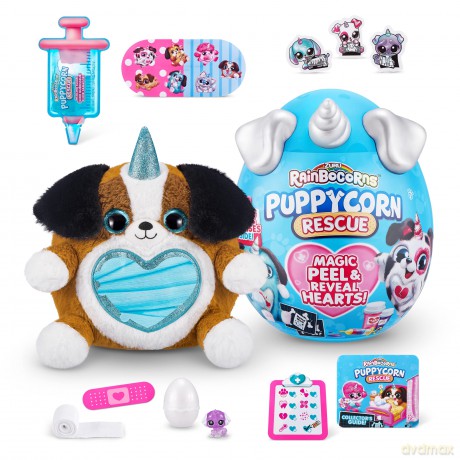 Rainbocorns Puppycorn Rescue Surprise, Beau the Shepherd - Collectible Plush - Over 12 Surprises, Peel and Reveal Heart, Stickers, Syringe Slime, Ages 3+ (Shepherd)