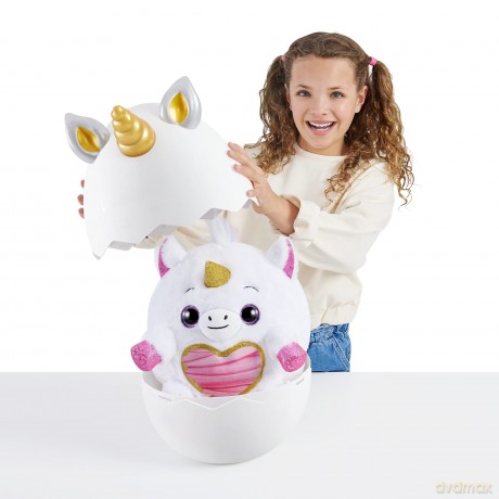 Rainbocorns Unicorn Rescue Surprise, Disco - Collectible Plush - Giant Egg, Over 25 Surprises Inside, 35 cm, Cuddle Plush Stuffed Animal, Rings, Stickers, Wearable Accessories (Disco Unicorn)