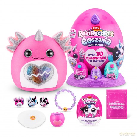Rainbocorns ZURU Eggzania Mini Mania, Axolotl, by ZURU Plush Surprise Unboxing with Animal Soft Toy, Idea for Girls with Imaginary Play (Axolotl)