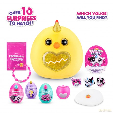 Rainbocorns ZURU Eggzania Mini Mania, Chicken, by ZURU Plush Surprise Unboxing with Animal Soft Toy, Idea for Girls with Imaginary Play (Chicken)