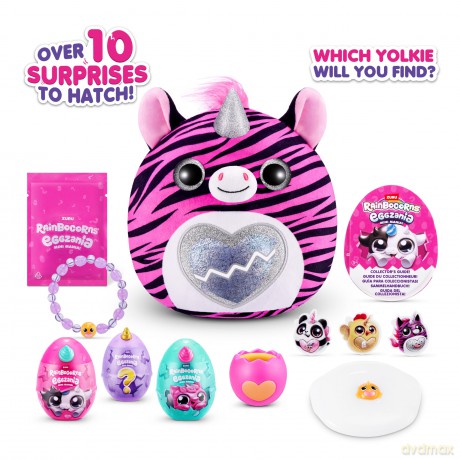 Rainbocorns ZURU Eggzania Mini Mania, Zebra, by ZURU Plush Surprise Unboxing with Animal Soft Toy, Idea for Girls with Imaginary Play (Zebra)