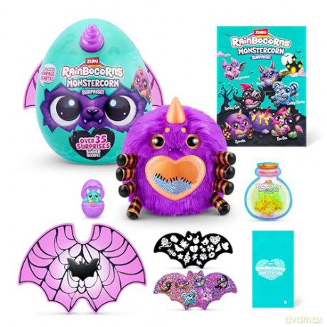 Rainbocorns ZURU Monstercorn Surprise, Spider, by ZURU Surprise Unboxing Soft Toy, Fantasy Monster Gifts for Girls, Imaginary Play with Wearable Accessories (Spider)