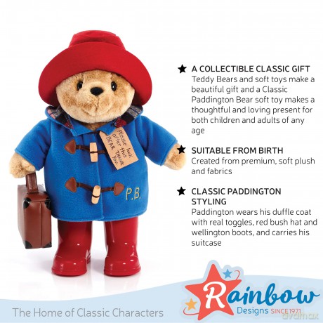 Rainbow Designs Classic Paddington with Boots and Suitcase 36cm (not suitable for children under 10 Months)