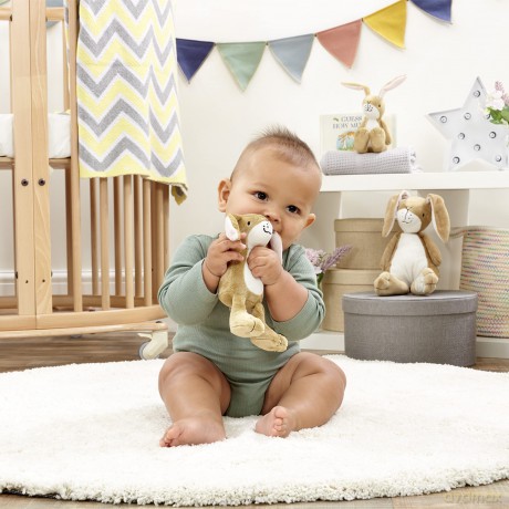 Rainbow Designs Little Nutbrown Hare Rattle Toy - Infant Sensory Toys | Soft Plush Baby Rattle for Newborns