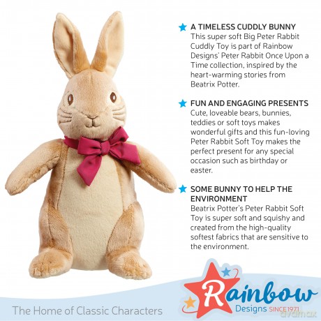 Rainbow Designs Official Peter Rabbit Large 24cm Flopsy Bunny - Newborn Baby Gifts - Big Plushies - Stuffed Animal - Beatrix Potter - Cuddly Soft Toy