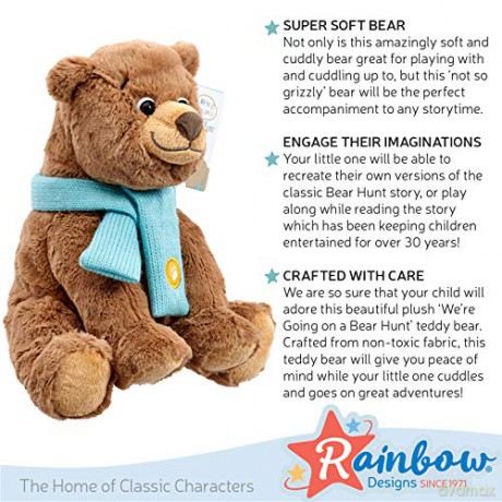 Rainbow Designs Official Were Going On a Bear Hunt - Super Soft Brown Bear Toy For Toddlers and Babies, 24cm
