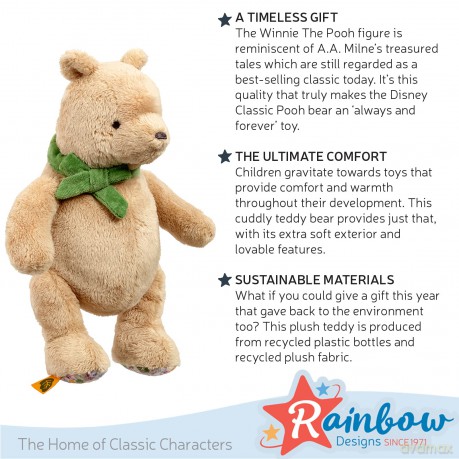 Rainbow Designs Official Winnie The Pooh - Always and Forever Soft Cuddly Teddy Bear for Babies and Toddlers Toy, 22.5cm
