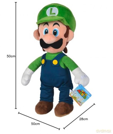 Simba - Luigi Plush 50 cm, Super Mario, Soft and Comfortable Material, 100% Original, Suitable for All Ages (109231014)