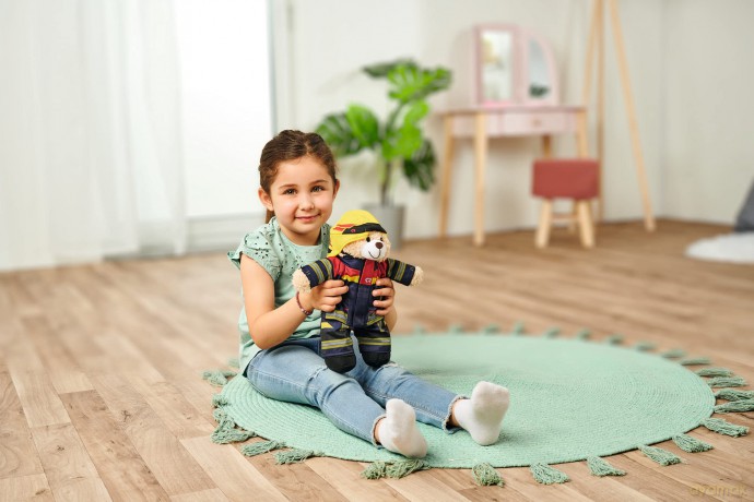 Simba 108101001 - Fire Brigade Plush Bear Rosenbauer, Cuddly Soft, 30 cm, in Fire Brigade Suit, Suitable for Children from the First Months of Life