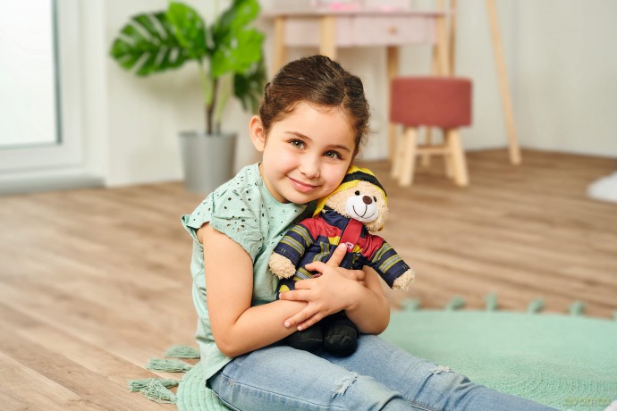 Simba 108101001 - Fire Brigade Plush Bear Rosenbauer, Cuddly Soft, 30 cm, in Fire Brigade Suit, Suitable for Children from the First Months of Life