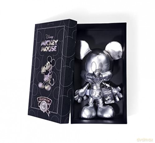 Simba 6315870308 Disney Silver Mickey Mouse - September Edition, Amazon Exclusive, 35 cm Plush Figure in Gift Box, Special, Limited Edition Collectible, Soft Toy Suitable for Children from Birth