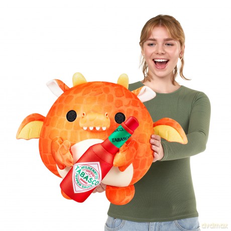 Snackles Series 1 Dragon (Tabasco), Surprise Medium Plush, Ultra Soft Plush, 28 cm, Collectible Plush with Real Brands (Dragon)