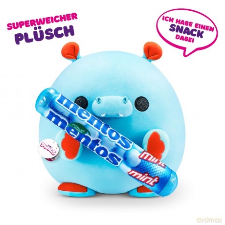 Snackles Series 1 Hippo (Mentos), Surprise Medium Plush, Ultra Soft Plush, 28 cm, Collectible Plush with Real Brands (Hippo)