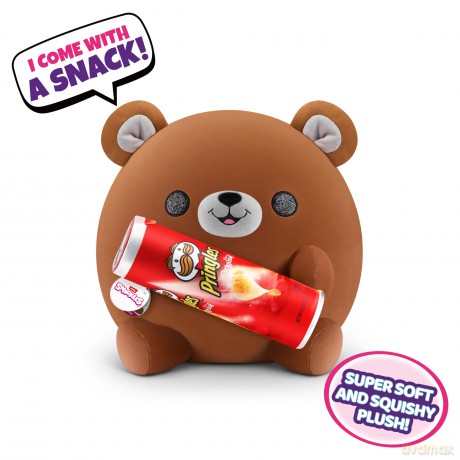 Snackles Super Sized 35 cm, Bear (Pringles), by ZURU Cuddly Squishy Comfort 35 cm Plush with License Snack Brand Accessory (Bear)