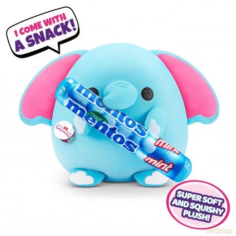 Snackles Super Sized 35 cm, Elephant (Mentos), by ZURU Cuddly Squishy Comfort 35 cm Plush with License Snack Brand Accessory (Elephant)