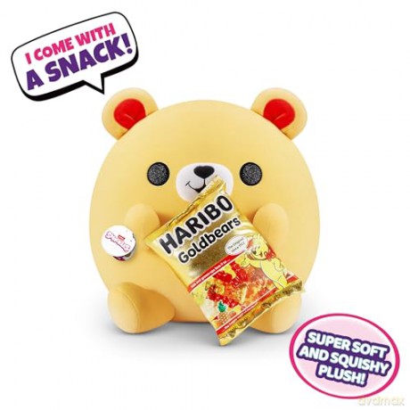 Snackles Super Sized 35 cm, Golden Bear (Haribo), by ZURU Cuddly Squishy Comfort 35 cm Plush with License Snack Brand Accessory (Golden Bear)