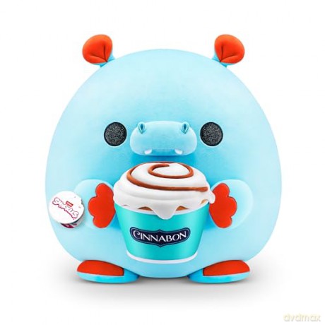 Snackles Super Sized 35 cm, Hippo (Cinnabon), by ZURU Cuddly Squishy Comfort 35 cm Plush with License Snack Brand Accessory (Hippo)
