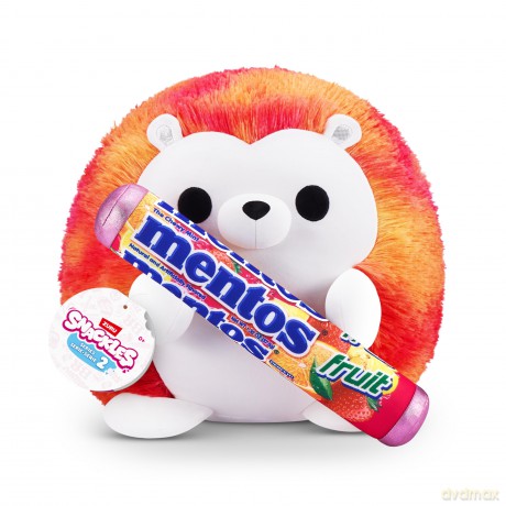 Snackles, Series 2, Hedgehog (Mentos, Fruit), Plush Toy, Cuddly Squishy Comfort Plush with License Snack Brand Accessory, Medium (35 cm), Brown Box, (Hedgehog)