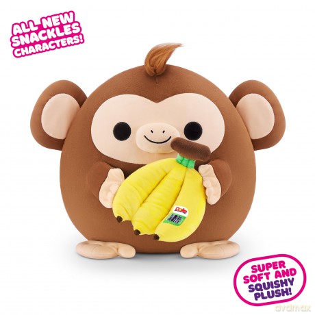 Snackles, Series 2, Monkey (Dole, Banana), Plush Toy, Cuddly Squishy Comfort Plush with License Snack Brand Accessory, Large (40.6 cm), Brown Box, (Monkey)