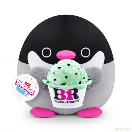 Snackles, Series 2, Penguin (Baskin Robbin), Plush Toy, Small (20 cm), Brown Box, (Penguin)