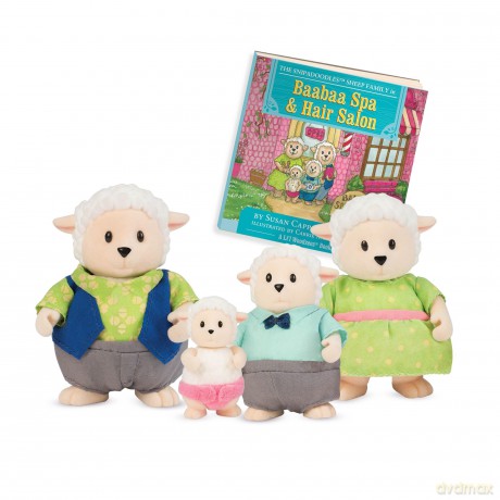 Snipadoodles Sheep Family - 5pc Toy Set with Miniature Animal Figurines and Storybook - Animal Toys and Accessories for Kids Age 3+