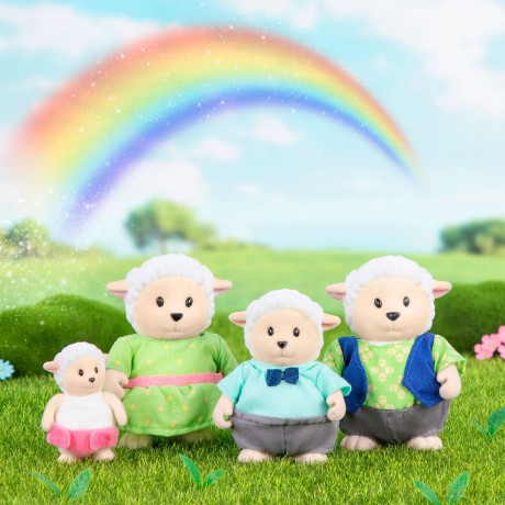 Snipadoodles Sheep Family - 5pc Toy Set with Miniature Animal Figurines and Storybook - Animal Toys and Accessories for Kids Age 3+