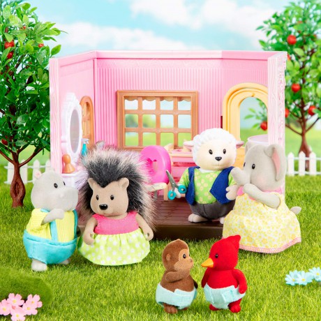 Snipadoodles Sheep Family - 5pc Toy Set with Miniature Animal Figurines and Storybook - Animal Toys and Accessories for Kids Age 3+