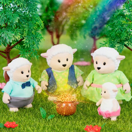 Snipadoodles Sheep Family - 5pc Toy Set with Miniature Animal Figurines and Storybook - Animal Toys and Accessories for Kids Age 3+