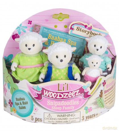 Snipadoodles Sheep Family - 5pc Toy Set with Miniature Animal Figurines and Storybook - Animal Toys and Accessories for Kids Age 3+