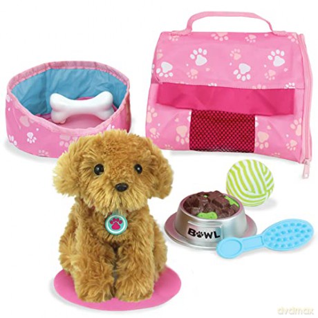 Sophias Baby Doll Puppy Dog with Carrier Includes 8 Interactive Accessories for 16-18" Baby Dolls, No Doll Included, Suitable with Our Generation Dolls, Baby Annabell Dolls