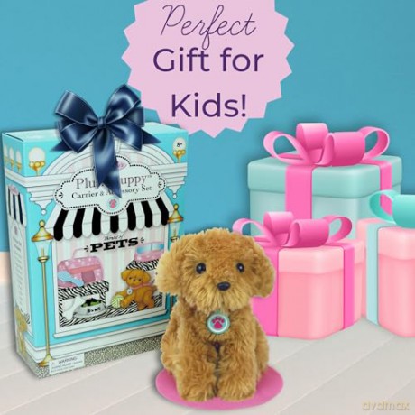 Sophias Baby Doll Puppy Dog with Carrier Includes 8 Interactive Accessories for 16-18" Baby Dolls, No Doll Included, Suitable with Our Generation Dolls, Baby Annabell Dolls