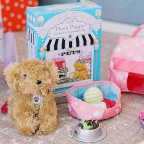 Sophias Baby Doll Puppy Dog with Carrier Includes 8 Interactive Accessories for 16-18" Baby Dolls, No Doll Included, Suitable with Our Generation Dolls, Baby Annabell Dolls