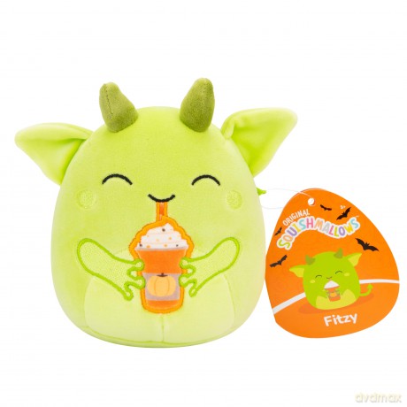 Squishmallows Original 5-Inch Halloween 4-Pack - Gabin Pumpkin Axolotl, Fitzy Goblin Holding Latte, Malcolm Bat Mushroom, Ms. K Purple Clown - Official Jazwares Plush (Little)