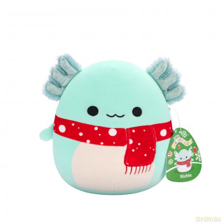 Squishmallows Original 7.5-Inch Richie the Teal Axolotl with Red Spotted Scarf