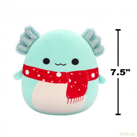 Squishmallows Original 7.5-Inch Richie the Teal Axolotl with Red Spotted Scarf