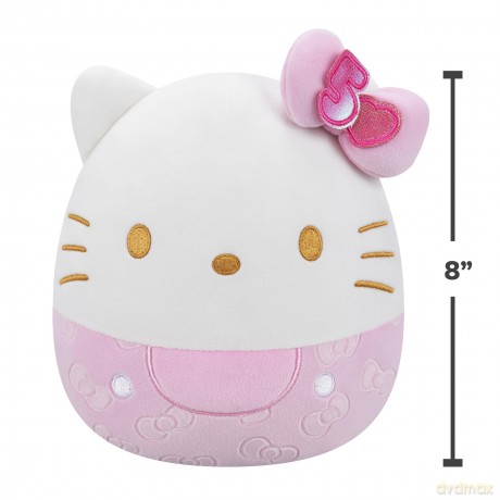 Squishmallows Original Sanrio 8-Inch 50th Anniversary Pink Embossed Hello Kitty - Official Plush