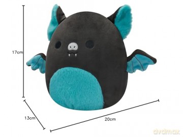Squishmallows SQCR02386 Original 7.5-Inch Aldous Teal and Black Fruit Bat with Fuzzy Belly-Official Large Plush, Natural