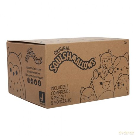 Squishmallows SQCR05530 3.5 Inch Clip-On 5 Pack-Blue Skunk, Cream Bat, Purple Beetle, Lime Greem Llama, Yellow Dumbo Octopus, Multicolour