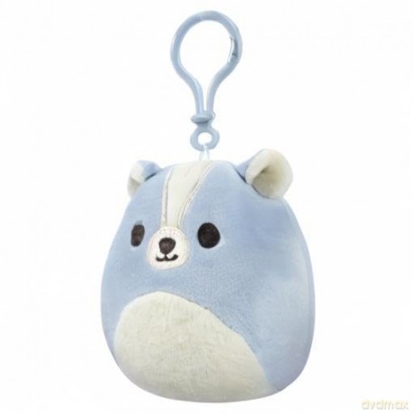 Squishmallows SQCR05530 3.5 Inch Clip-On 5 Pack-Blue Skunk, Cream Bat, Purple Beetle, Lime Greem Llama, Yellow Dumbo Octopus, Multicolour