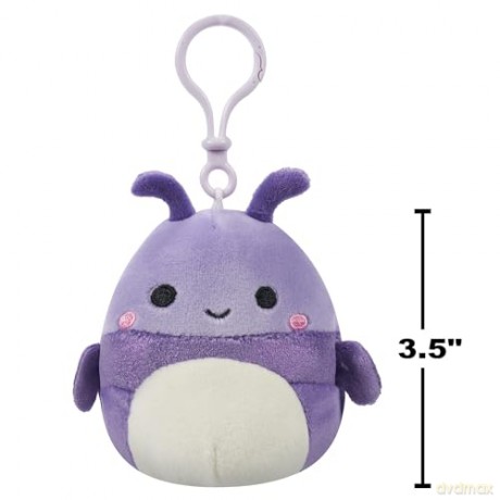 Squishmallows SQCR05530 3.5 Inch Clip-On 5 Pack-Blue Skunk, Cream Bat, Purple Beetle, Lime Greem Llama, Yellow Dumbo Octopus, Multicolour