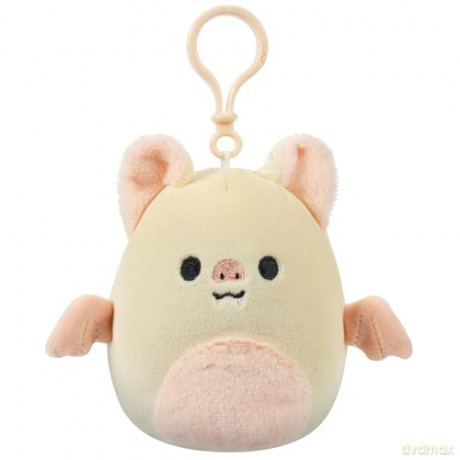 Squishmallows SQCR05530 3.5 Inch Clip-On 5 Pack-Blue Skunk, Cream Bat, Purple Beetle, Lime Greem Llama, Yellow Dumbo Octopus, Multicolour