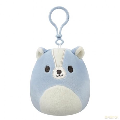 Squishmallows SQCR05530 3.5 Inch Clip-On 5 Pack-Blue Skunk, Cream Bat, Purple Beetle, Lime Greem Llama, Yellow Dumbo Octopus, Multicolour