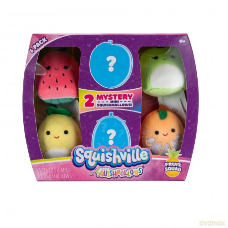 Squishville Squishmallows Mystery Mini Plush Fruit Squad, Six 2" Soft Minimallow Fruit Plush, Irresistibly soft Colourful Fruits, Mini Peach, Pineapple, and Watermelon Squishmallows