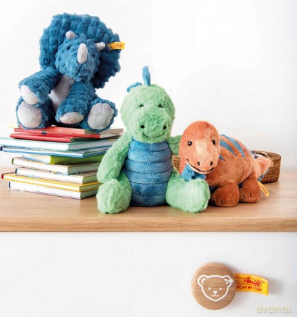Steiff - 087837 - Soft Cuddly Friends - Dinosaur - Bronko Brontosaurus - Plush - Orange - 28cm