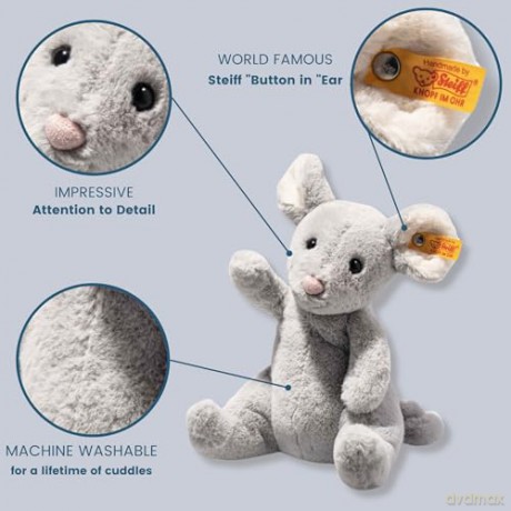 Steiff 056246 Cheesy mouse 19 bluegrey sitting, Gray Violet