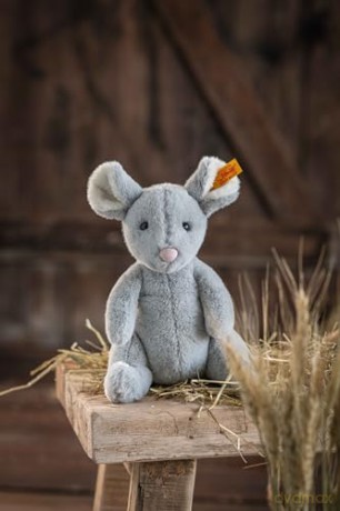 Steiff 056246 Cheesy mouse 19 bluegrey sitting, Gray Violet