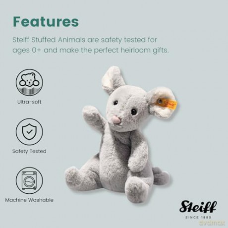 Steiff 056246 Cheesy mouse 19 bluegrey sitting, Gray Violet