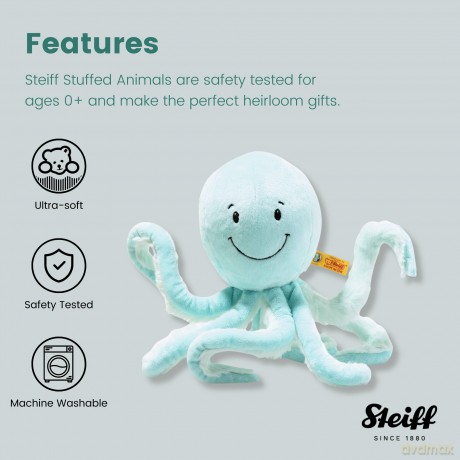 Steiff 063770 Soft Cuddly Friends Ockto octopus, turqu,27 cm, Turquoise